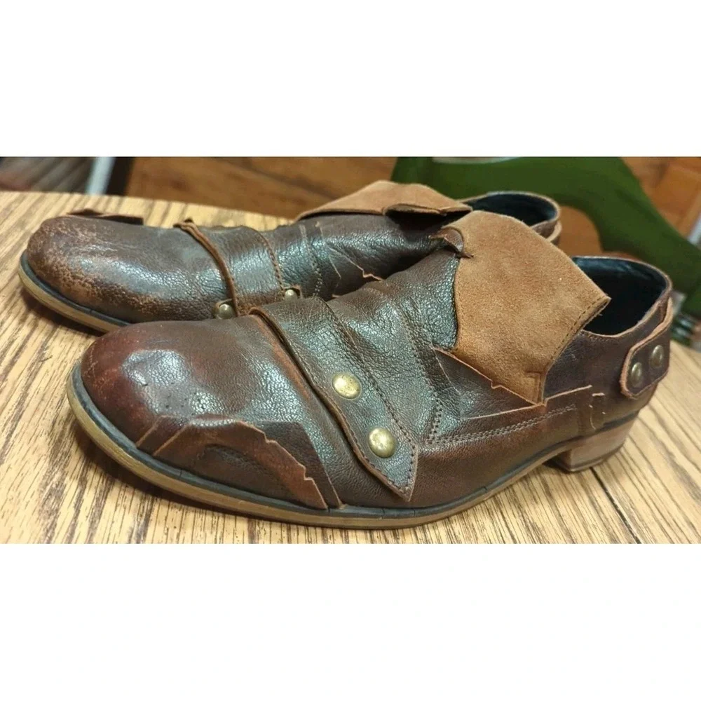 Gordon Rush Collection Men's Size 10 Brown Distressed Unique Leather Dress Shoes - Picture 3 of 8
